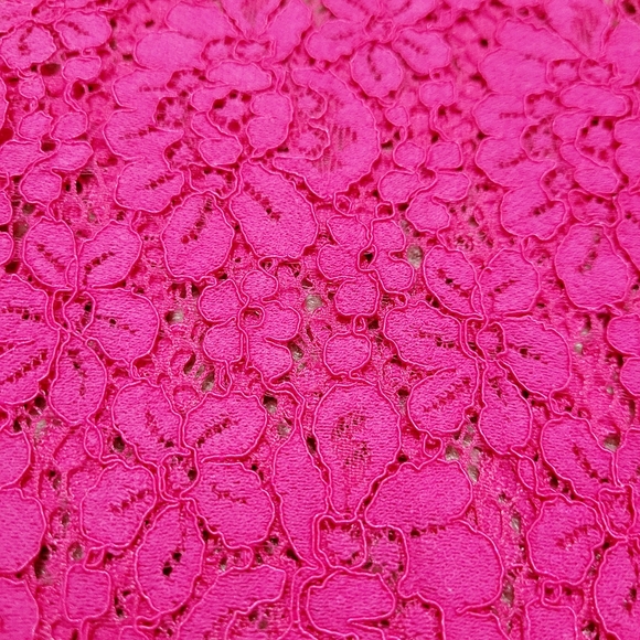LIC Curvy Collection Hot Pink Lace Button Front Blouse Shirt PLUS XXL Stretch - Picture 4 of 13